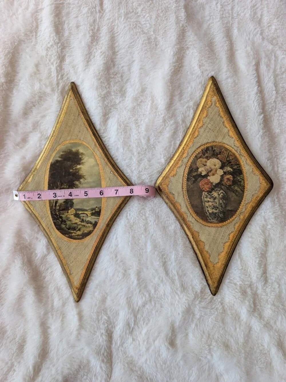 Vintage Italian Florentine Wooden Plaques (set of 2)